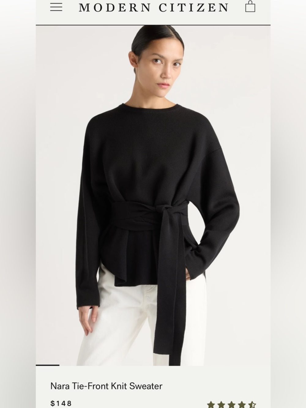 Like new! Modern Citizen Charcoal Nara Tie-Front Knit Sweater! XL! Gorgeous!